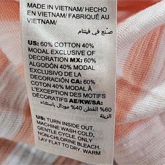 Chico's pale orange and white striped tied neck beaded and jeweled shirt sZ 3 XL - Picture 8 of 9